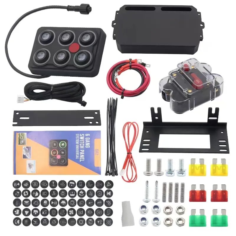 DC 12V 6 Gang Boat Switch Panel With Control Box Switch Panel