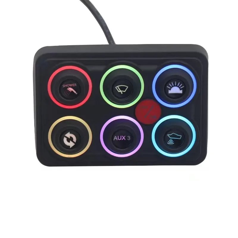 DC 12V 6 Gang Boat Switch Panel With Control Box Switch Panel