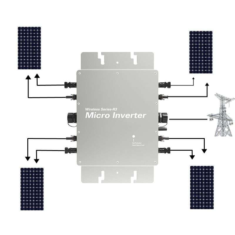 1600W Wireless Series R3 Micro Tie Grid Invert WVC Solar Converter DC22V60V to 110V230V Auto Switch
