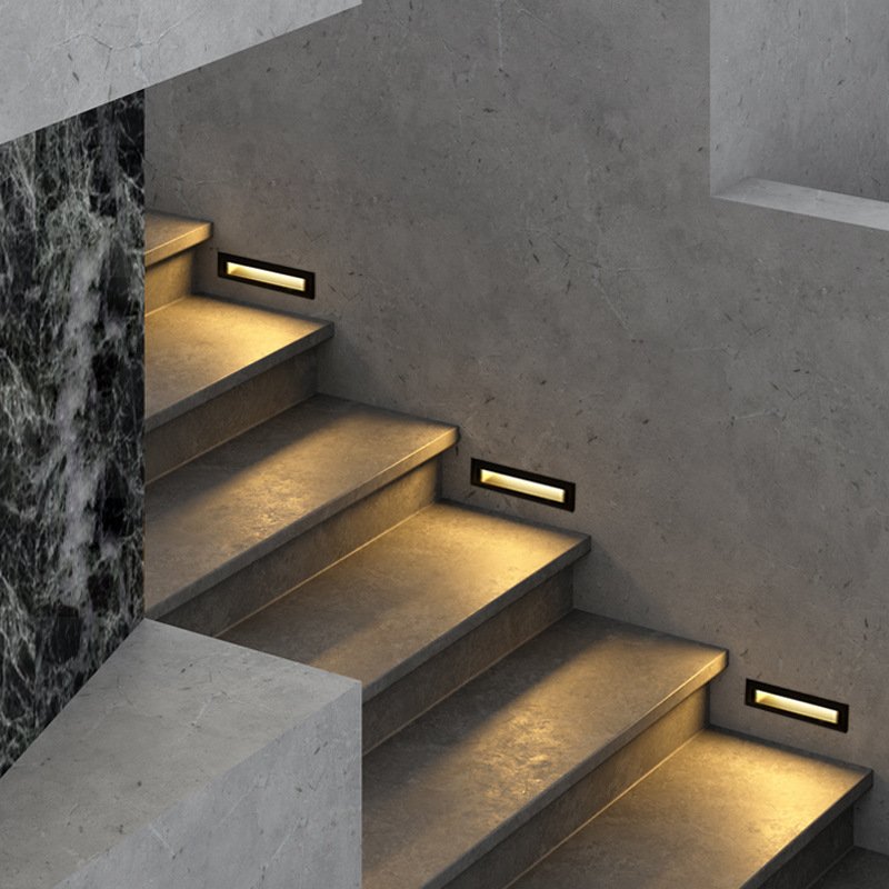Waterproof IP65 Outdoor Recessed Stairs LED Light Step 12W Switch Control Horizontal Foot Lamp Automatic LED Stair Lighting