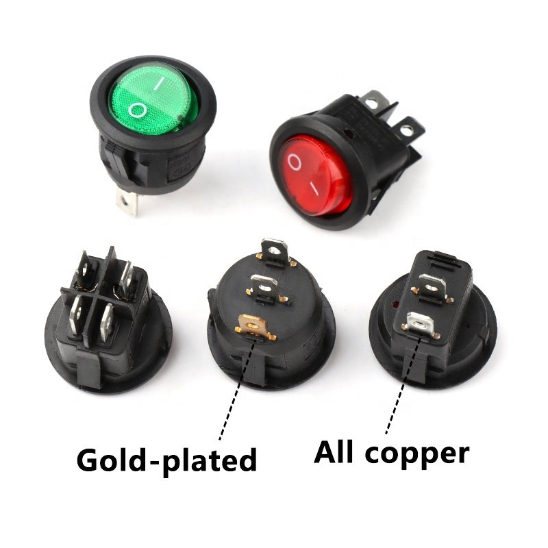23mm Round Rocker Switch T85 Green Red Rocker Switch Round 2/3/4pins 2 Position Boat Rocker Switch With Led