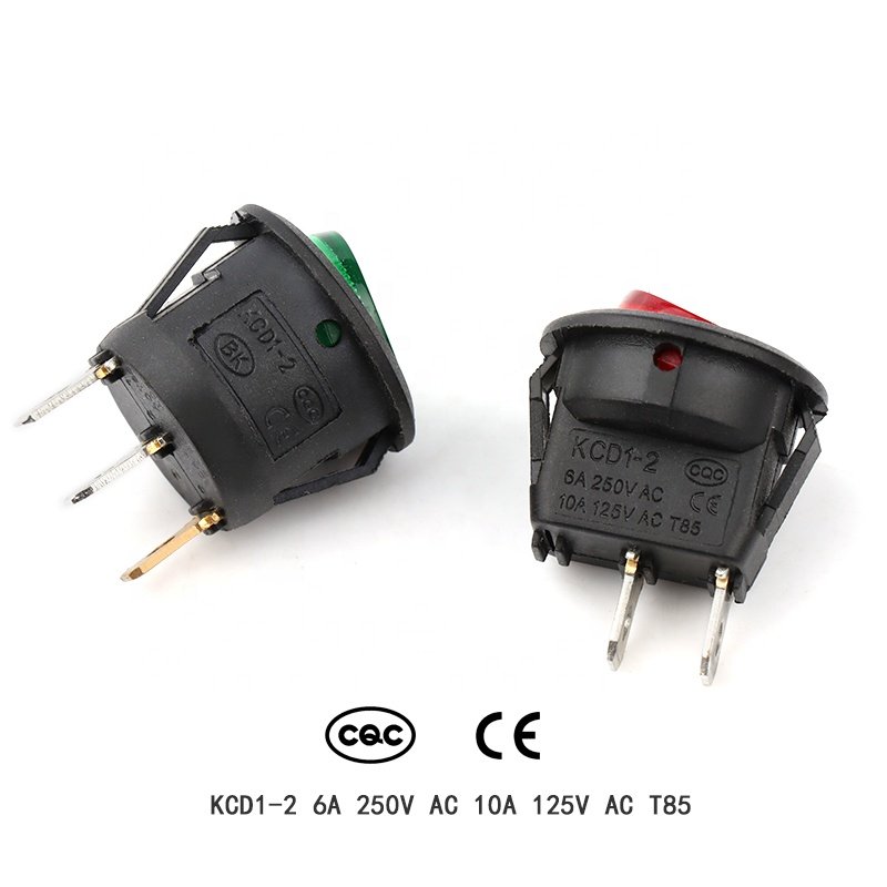 23mm Round Rocker Switch T85 Green Red Rocker Switch Round 2/3/4pins 2 Position Boat Rocker Switch With Led