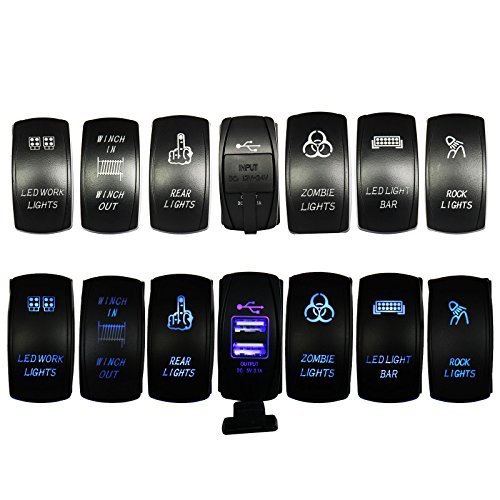 20 Amp 12 Volt UTV Truck Polaris Blue led Laser ON-OFF Rocker POD Light Rocker Switch