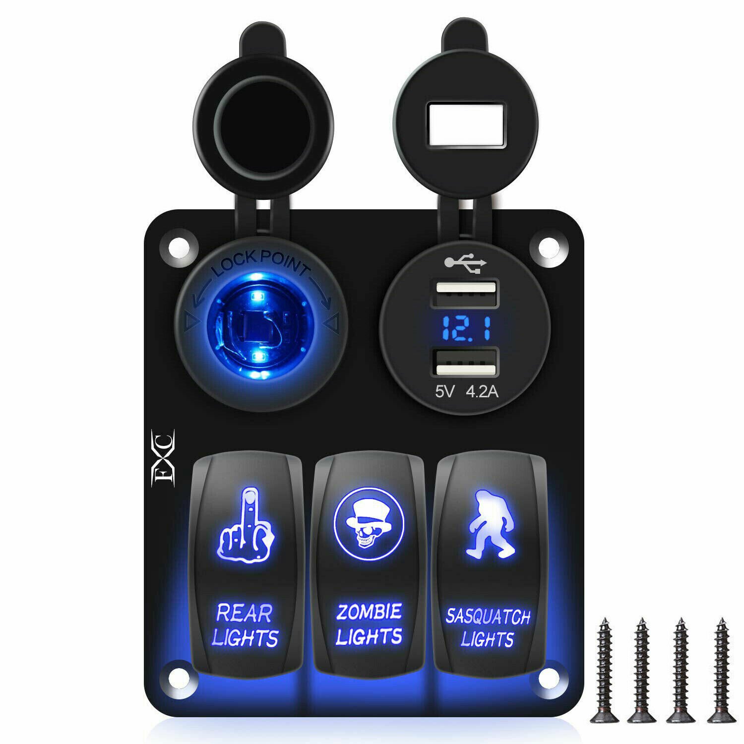 20 Amp 12 Volt UTV Truck Polaris Blue led Laser ON-OFF Rocker POD Light Rocker Switch