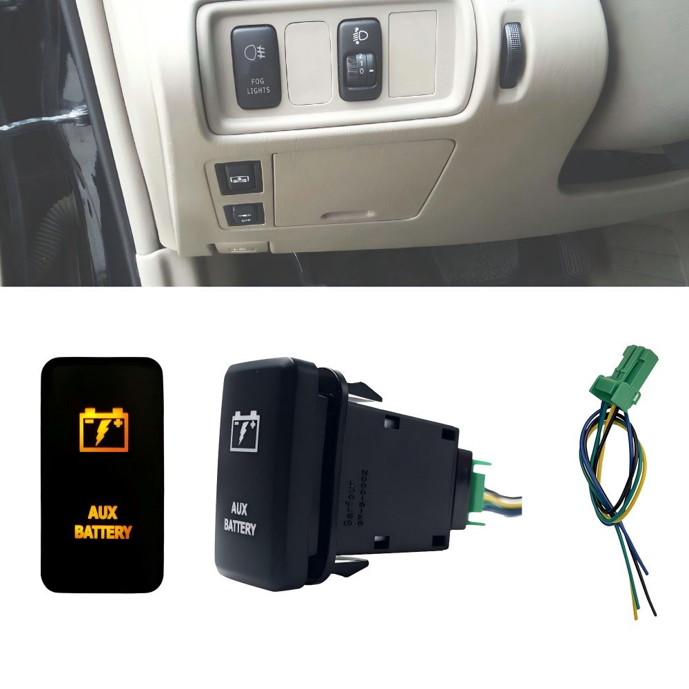 12V Single Switch LED Car Modification Accessories for Toyo-ta FJ Cruiser Hiace Fog Light Switch,green Blue Yellow White Color