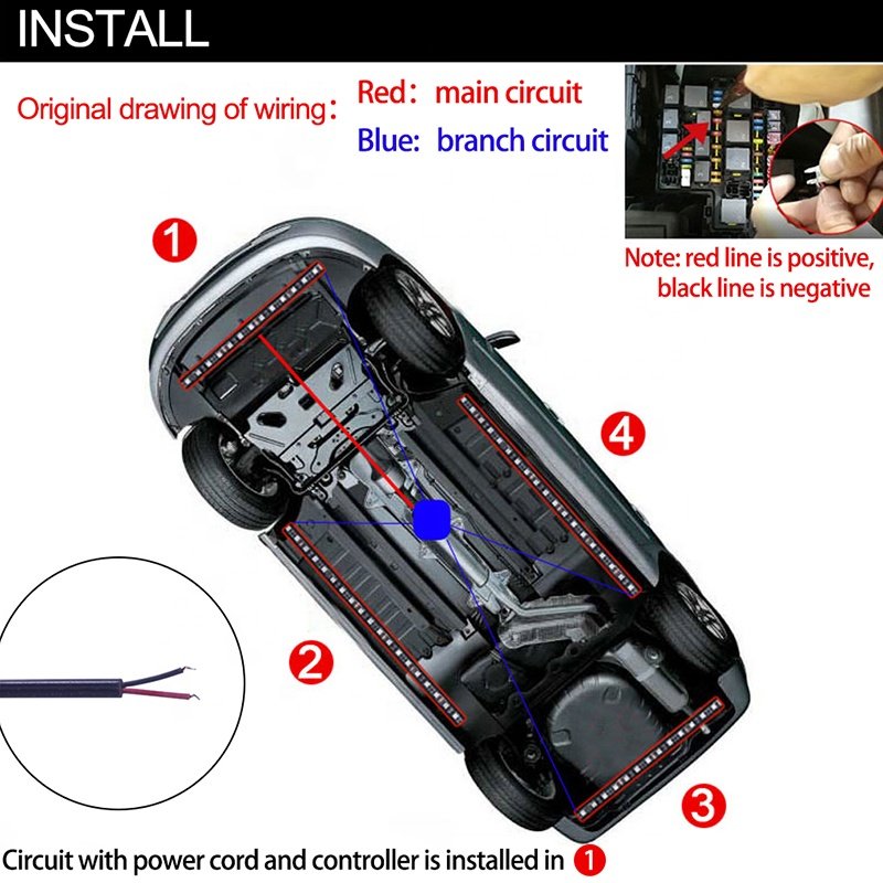 Factory Price Car LED Strip Light App Control RGB Under Car 60 90 120cm Tube Underglow Underbody System Neon Light