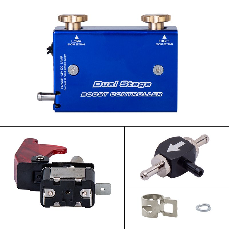 Universal Dual Stage Electronic Turbo Boost Controller PSI Turbocharger with Switch Vehicle 30-90psi