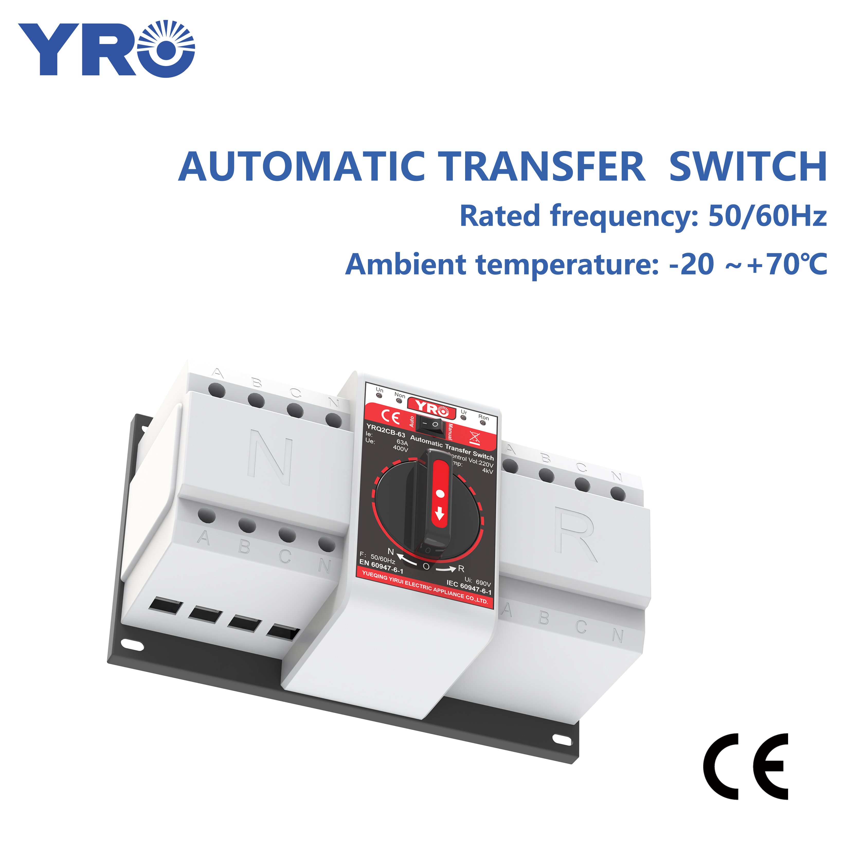 YRO 4P 63A Dual Power Transfer Switch Automatic Umschalter for Solar Power Electric System Factory Direct