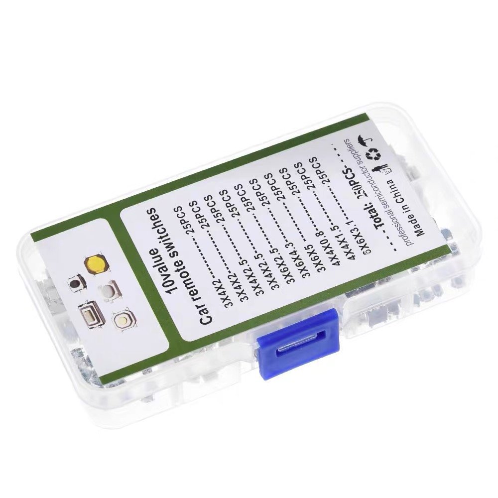 250PCS Light Touch Switch Car Switch Buttons 10 Specifications Each with 25 SMT Switches