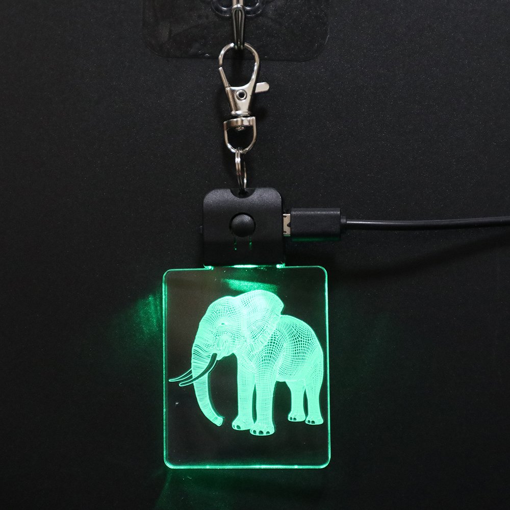 3D Effect Recharge Keychain Illusion Lamp Promotion Gift Lamp Elephant Shape Press Switch Keychain Base Lamp