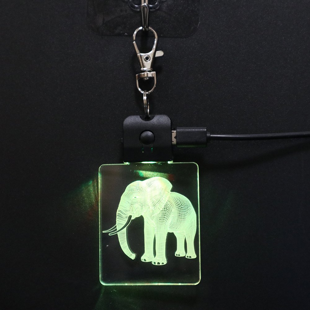 3D Effect Recharge Keychain Illusion Lamp Promotion Gift Lamp Elephant Shape Press Switch Keychain Base Lamp