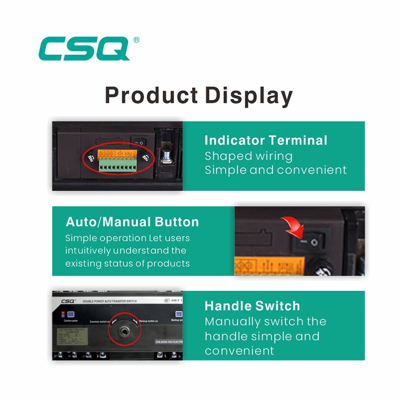CSQ Automatic Changeover Switch 3phase 3p 4p 250a 400a 630a 800a HYCQ5M Transfer Switch ATS Supplier With CB CE ISO CCC
