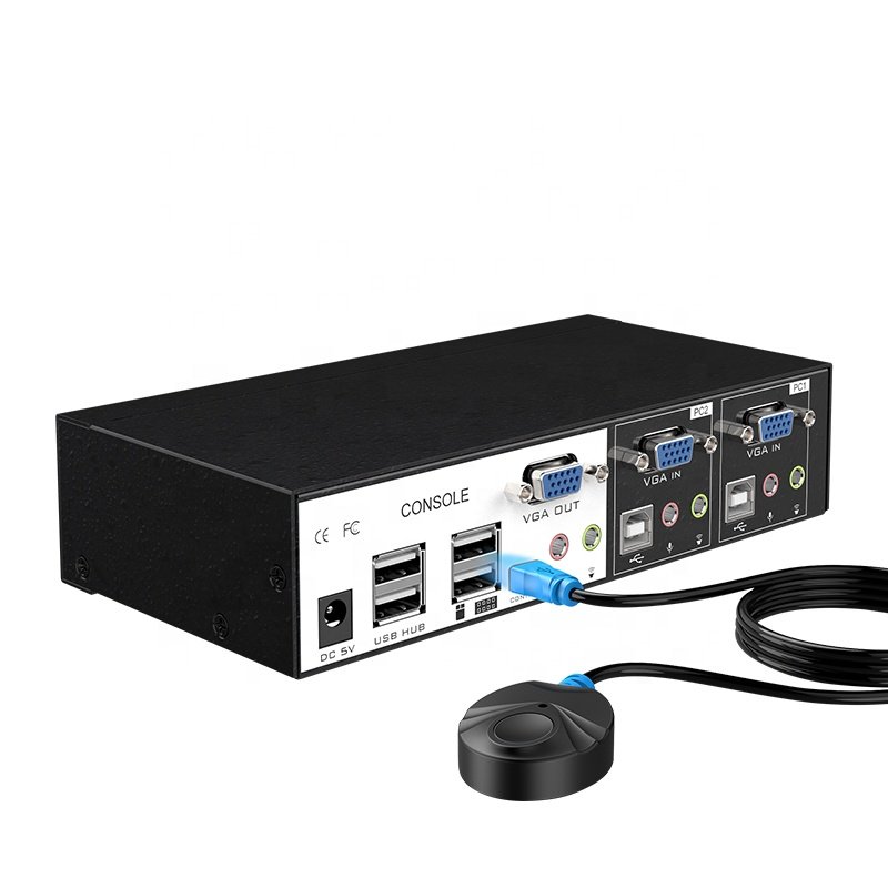 Mt-Viki 1920*1440 Auto 2 Port Audio Stereo Usb Kvm Switch Vga With Mike and Usb Hub Port