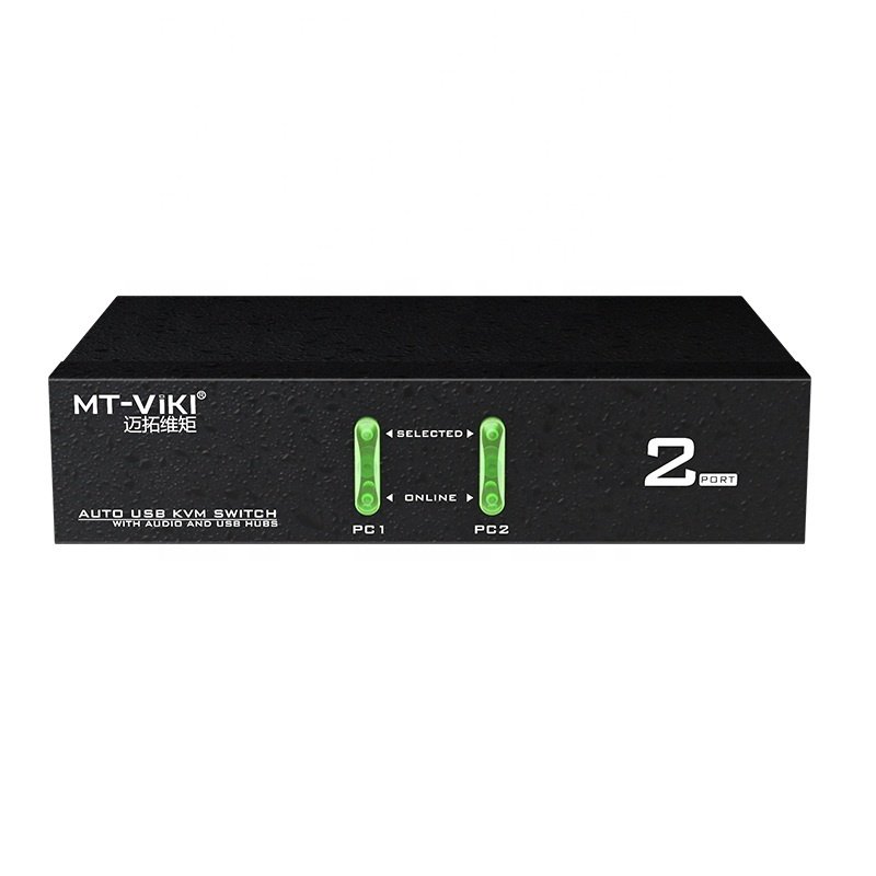 Mt-Viki 1920*1440 Auto 2 Port Audio Stereo Usb Kvm Switch Vga With Mike and Usb Hub Port