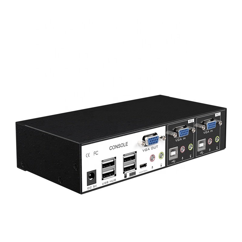 Mt-Viki 1920*1440 Auto 2 Port Audio Stereo Usb Kvm Switch Vga With Mike and Usb Hub Port
