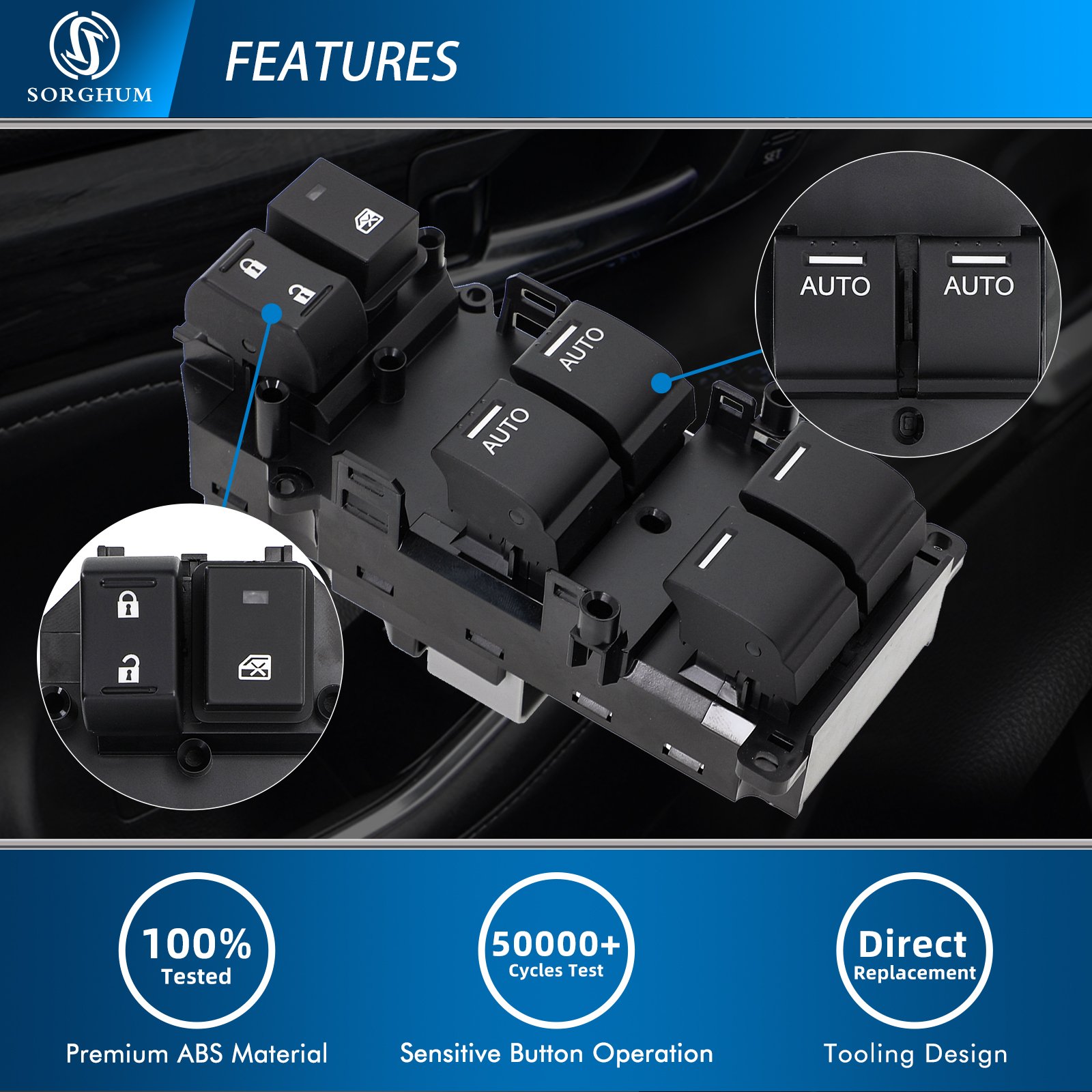 Sorghum 35750-SZA-A31 35750-TA0-A32 35750-TL2-A12 Universal Master Power Window Door Switch for 2008-2015 Honda Pilot EX Acura