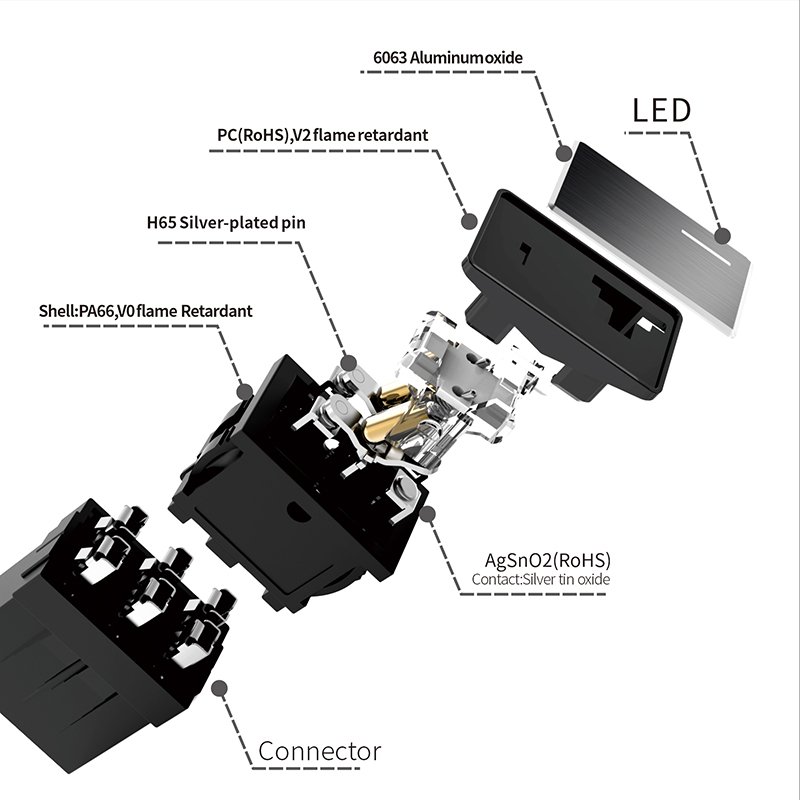 LANBOO 14MM*9MM Kcd1 Boat Type Switch With LED Light Warping Board Boat Type Switch 2/3 Position 2NO/2NO2NC