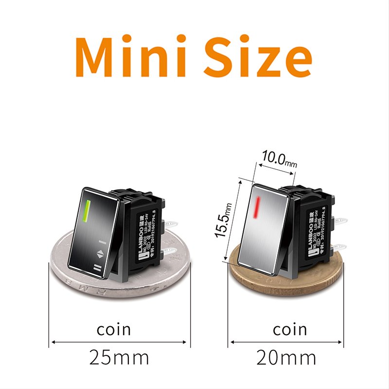 LANBOO 14MM*9MM Kcd1 Boat Type Switch With LED Light Warping Board Boat Type Switch 2/3 Position 2NO/2NO2NC