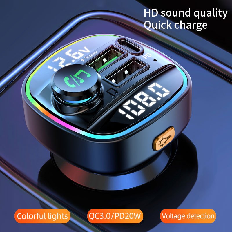 Blue Tooth 5.3 FM Transmitter Handsfree Car Kit Radio Adapter Modulator MP3 Player 22.5W USB Super Quick Charge Adapter for Car