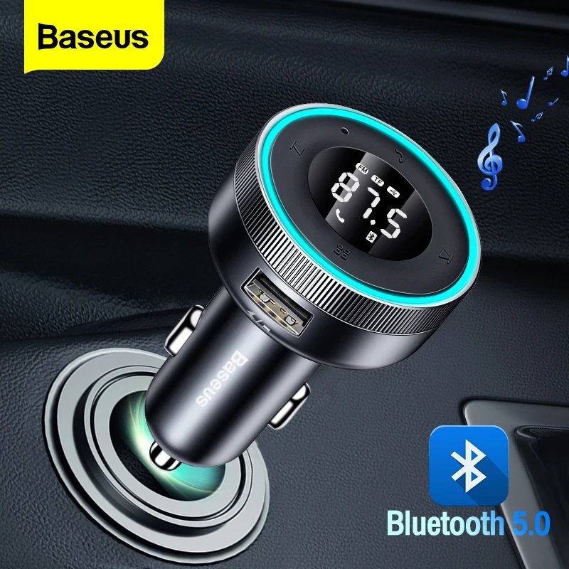 Baseu s Car Kit FM Transmitter Wireless Bluetooth 5.0 USB Fast Charger Auto Aux Radio Mp3 Player Music Hands-Free 18W Type-C
