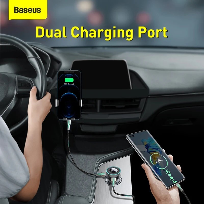 Baseu s Car Kit FM Transmitter Wireless Bluetooth 5.0 USB Fast Charger Auto Aux Radio Mp3 Player Music Hands-Free 18W Type-C
