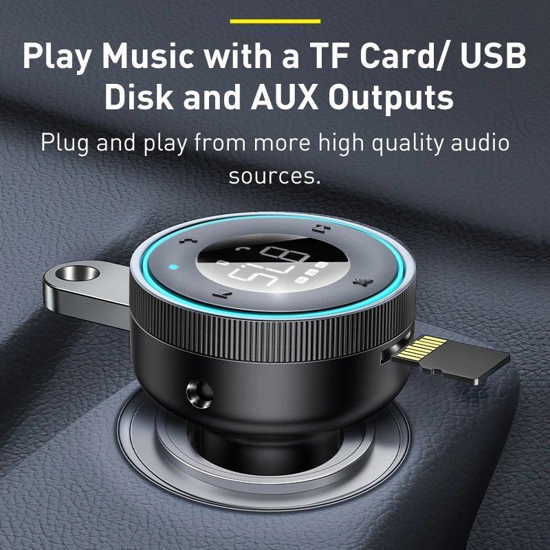 Baseu s Car Kit FM Transmitter Wireless Bluetooth 5.0 USB Fast Charger Auto Aux Radio Mp3 Player Music Hands-Free 18W Type-C