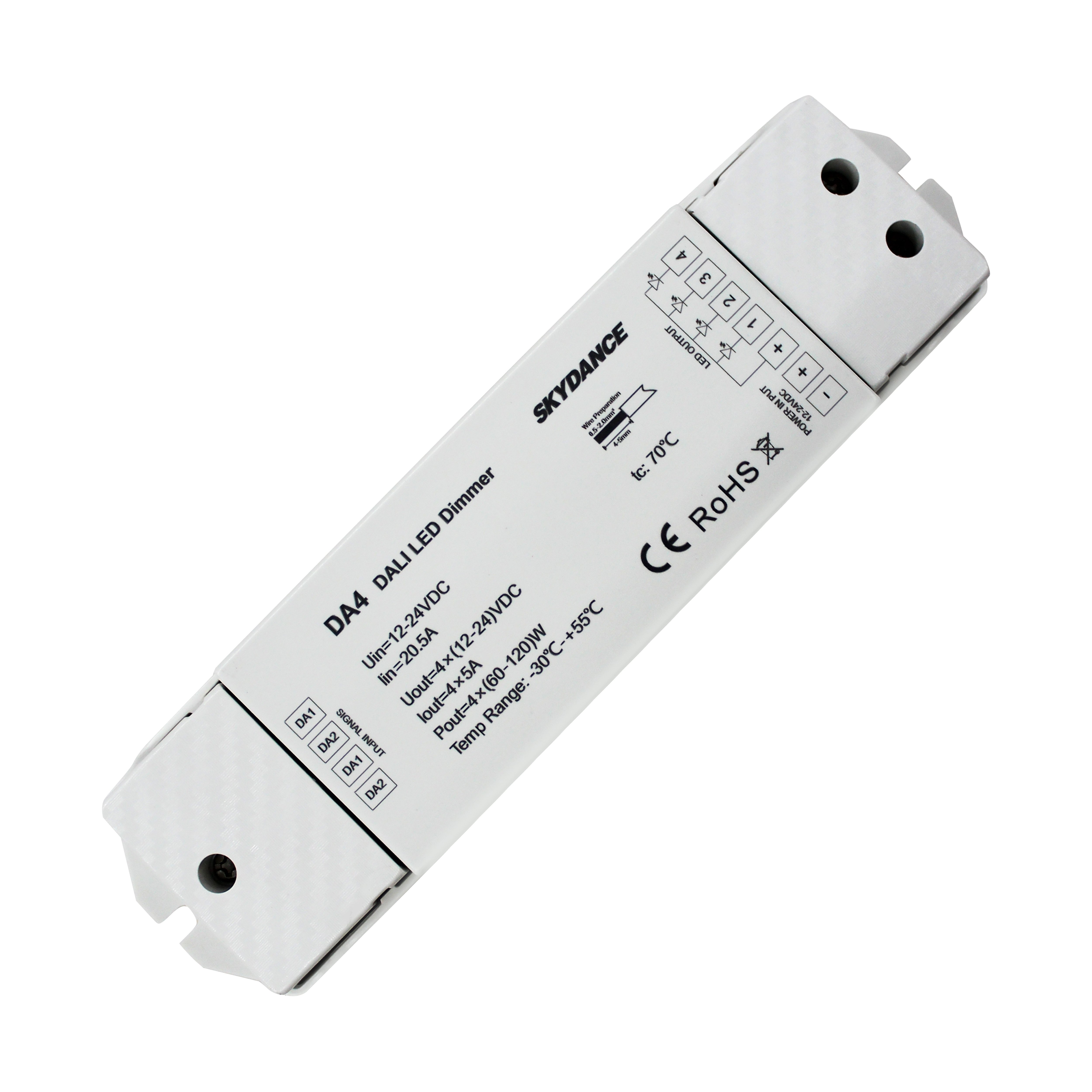 DA4 DC12-24V 20A 4 Channel DALI LED Dimmer Controller With Push-dim Switch for RGB RGBW Led Strip Light