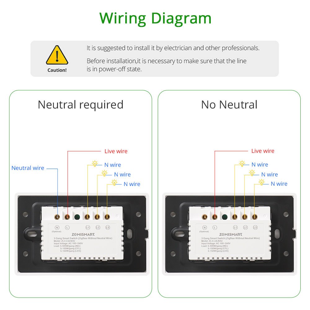 Tuya Zigbee US Smart Switch Push Button Light Switch Neutral Optional Work with Tuya Wifi Home Google Home SmartThings APP