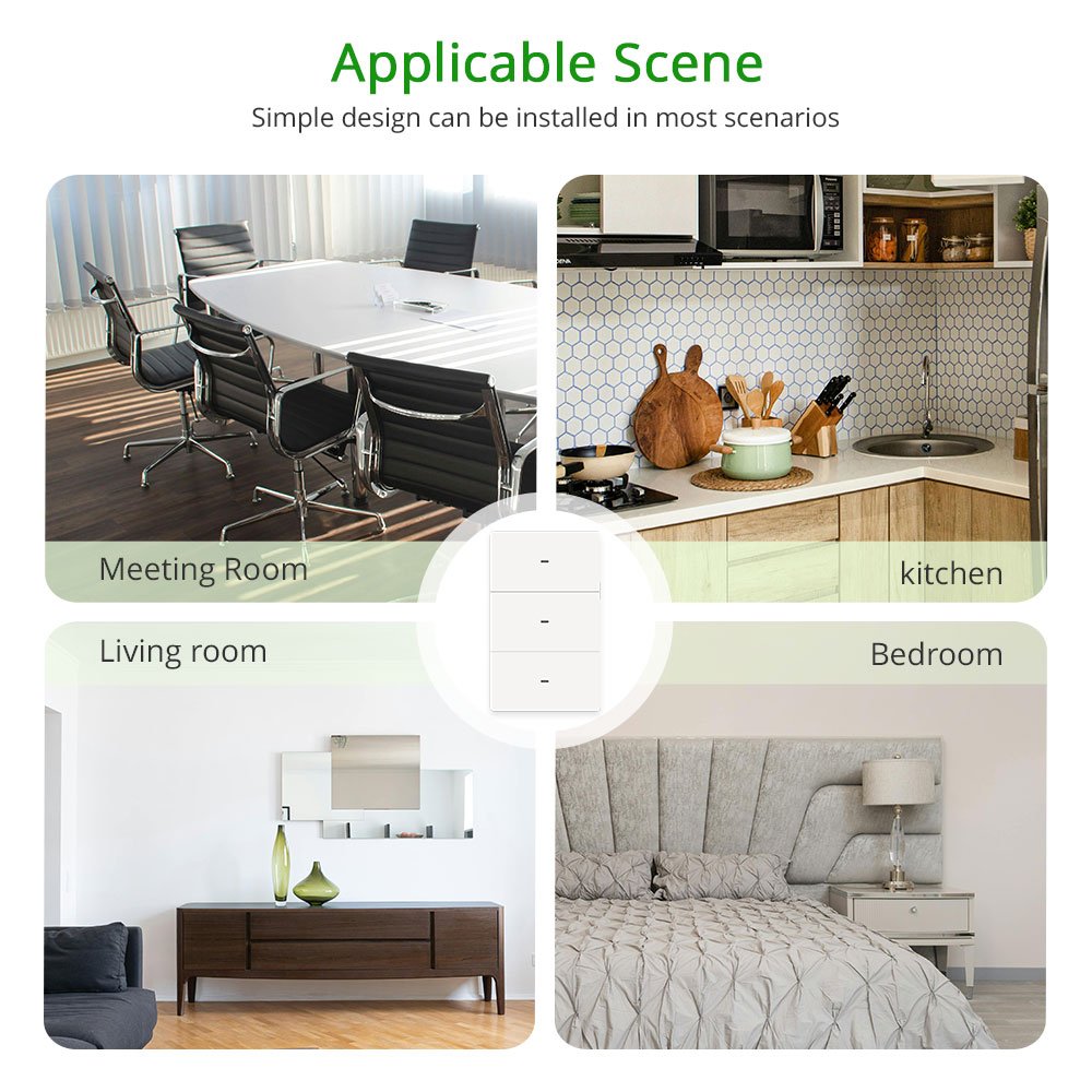 Tuya Zigbee US Smart Switch Push Button Light Switch Neutral Optional Work with Tuya Wifi Home Google Home SmartThings APP