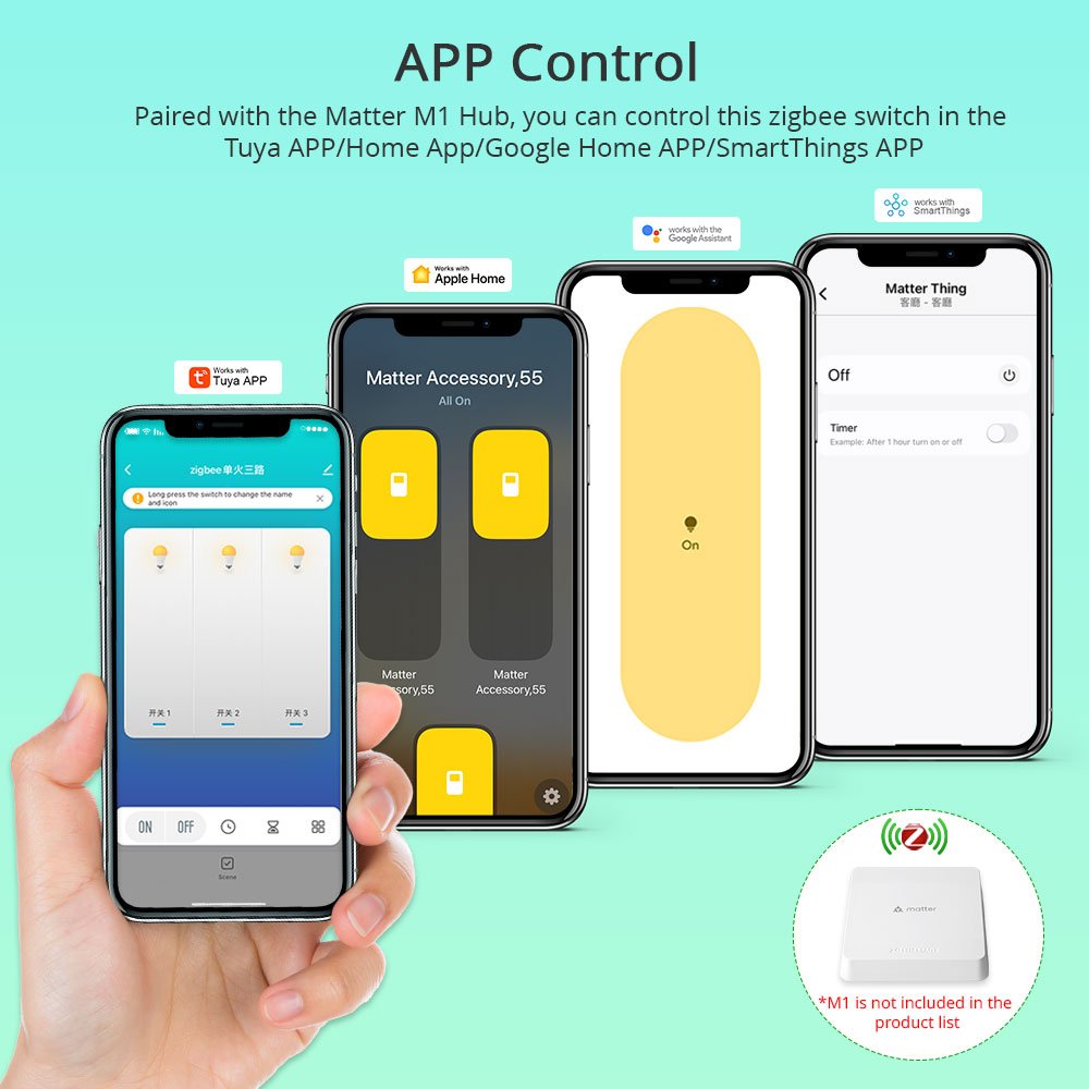 Tuya Zigbee US Smart Switch Push Button Light Switch Neutral Optional Work with Tuya Wifi Home Google Home SmartThings APP