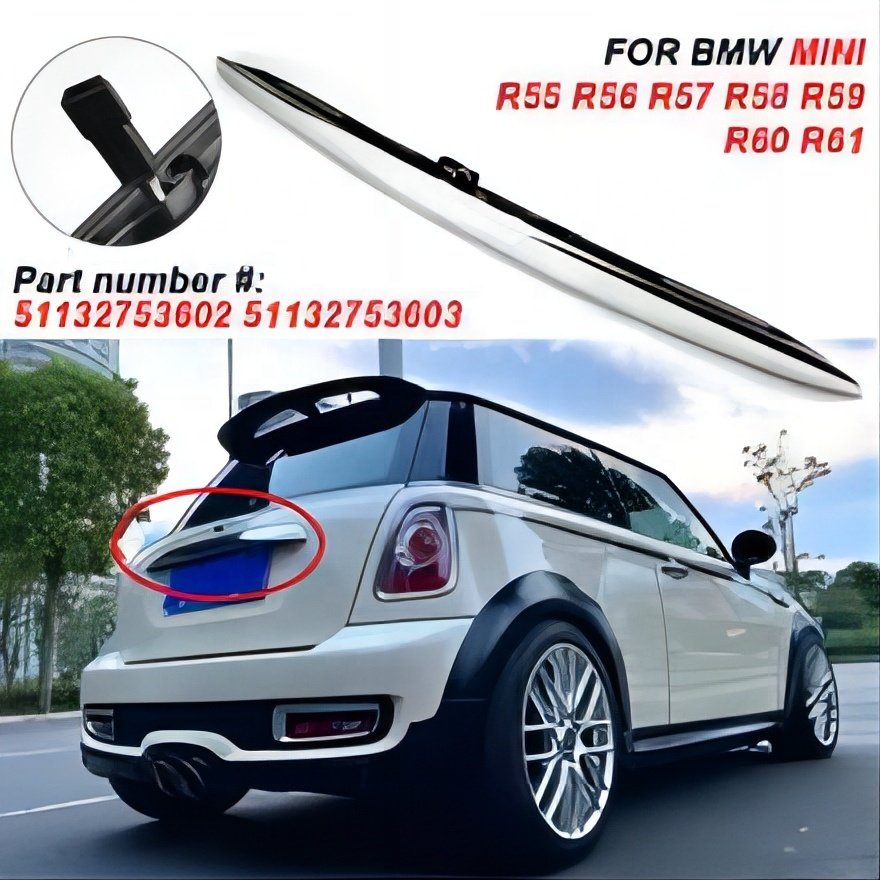 New 51132753603 Chrome Hatch Rear Trunk Handle Replacement Compatible with B-MW Mini Cooper R55 R56 R57 R58 R59 Tail Gate Handle