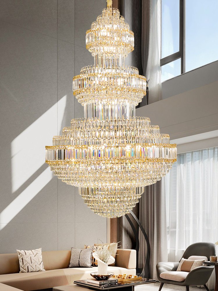 High Quality Modern Design Creative Large Chandeliers Hotel Gold Metal Luxury K9 Crystal Decoration Pendant Light