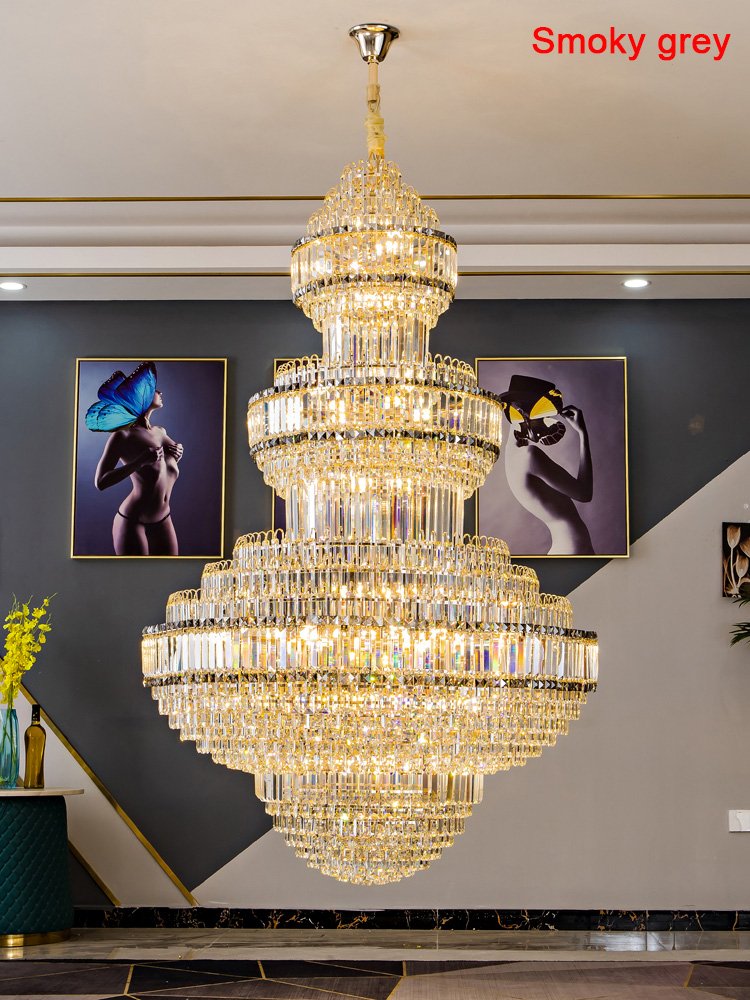 High Quality Modern Design Creative Large Chandeliers Hotel Gold Metal Luxury K9 Crystal Decoration Pendant Light