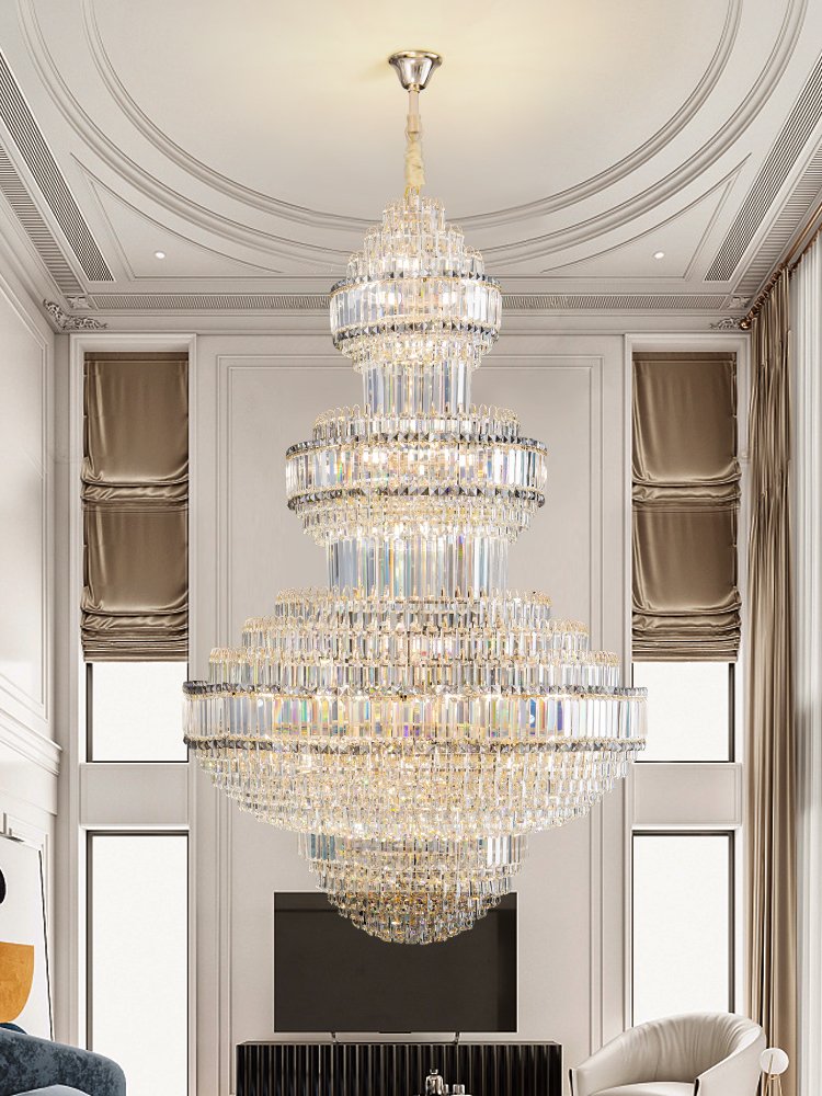 High Quality Modern Design Creative Large Chandeliers Hotel Gold Metal Luxury K9 Crystal Decoration Pendant Light
