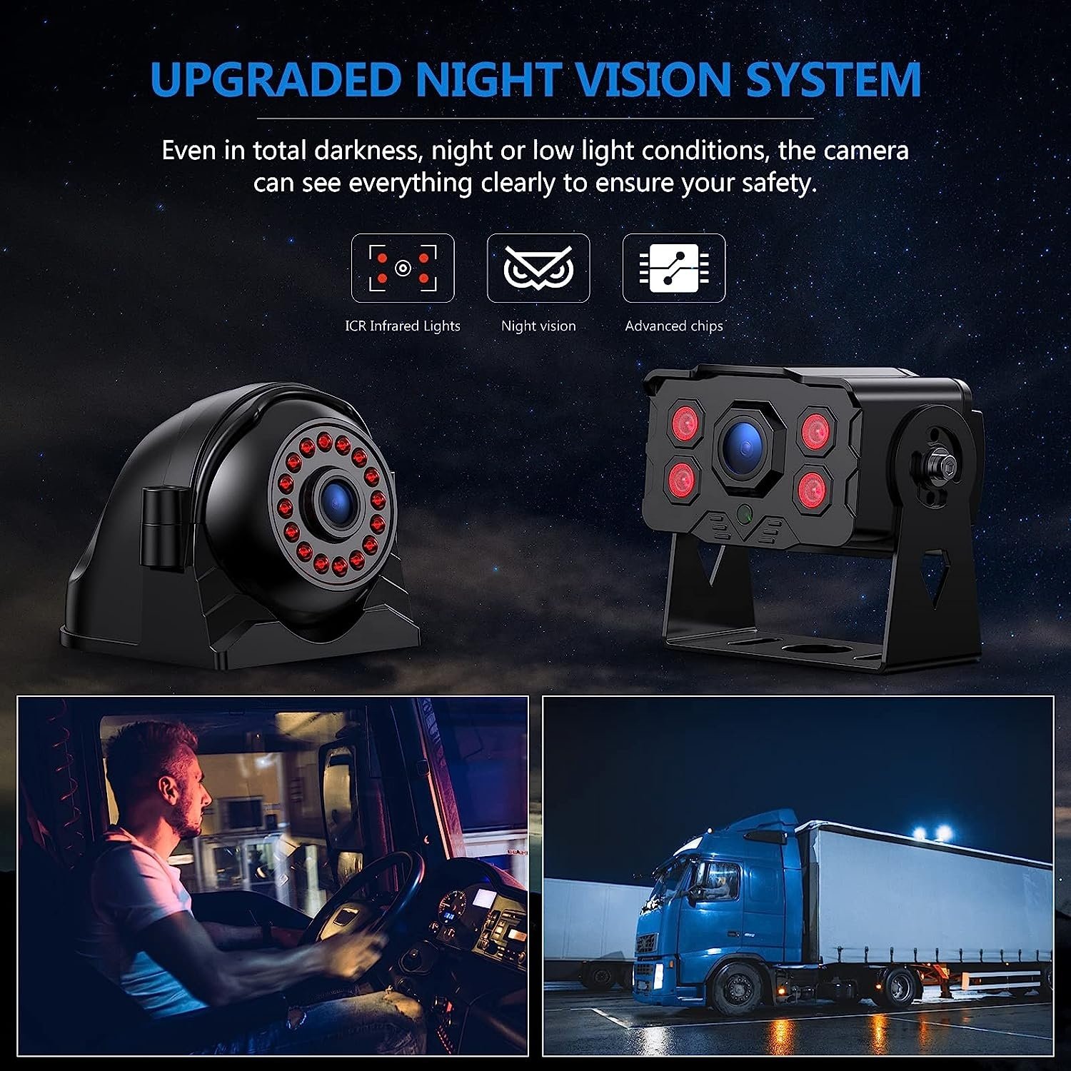 4K Backup Camera System 10.36" Quad Touch Screen 1080P Rear View Cameras DVR BT IP69 Night Vision Semi Truck Camera System