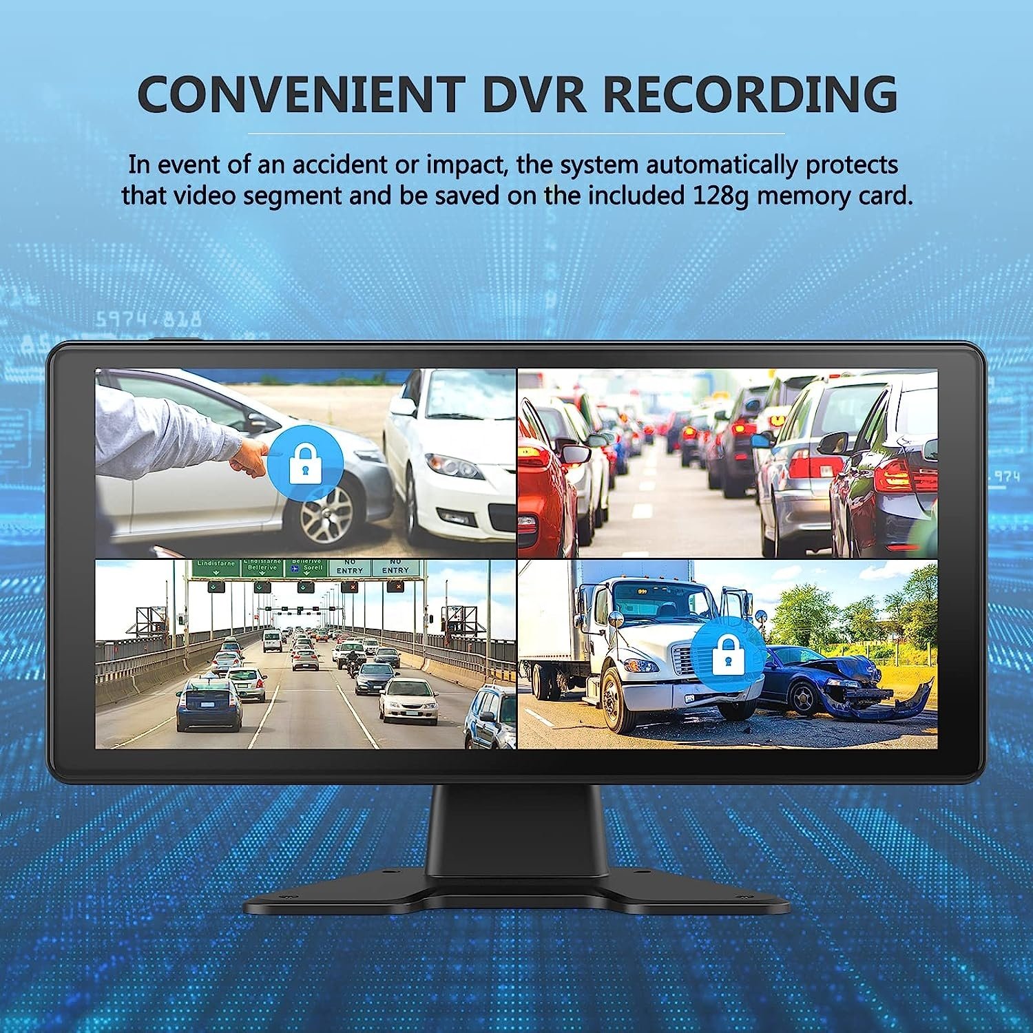 4K Backup Camera System 10.36" Quad Touch Screen 1080P Rear View Cameras DVR BT IP69 Night Vision Semi Truck Camera System