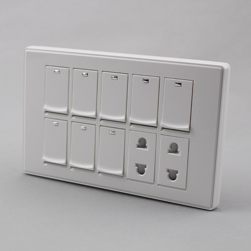 Factory Supplier Nepal 8 Gang Switch With Double 2 Pin Socket Panel