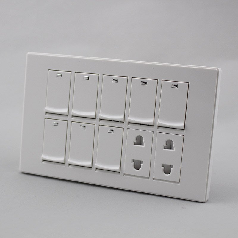 Factory Supplier Nepal 8 Gang Switch With Double 2 Pin Socket Panel