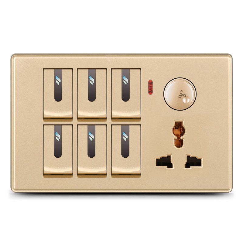 Factory Supplier Nepal 8 Gang Switch With Double 2 Pin Socket Panel
