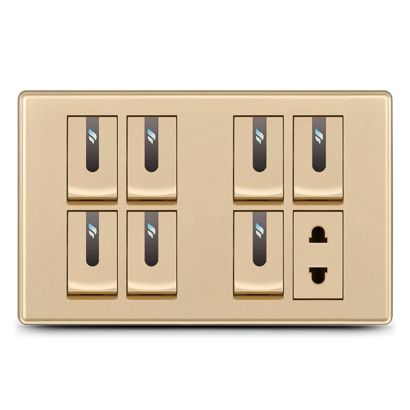 Factory Supplier Nepal 8 Gang Switch With Double 2 Pin Socket Panel