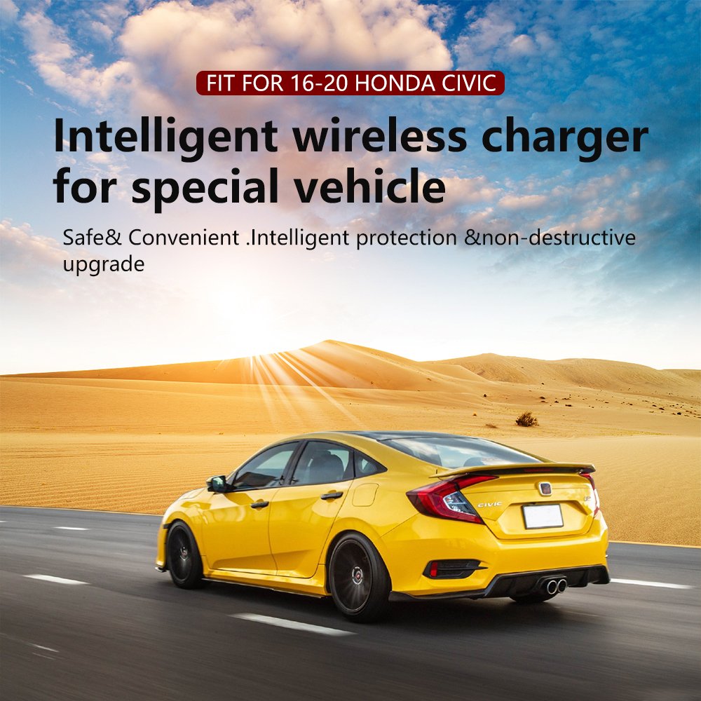 Car Wireless Charger for 2017-2020 for Honda Civic - Qi Fast Charging Pad