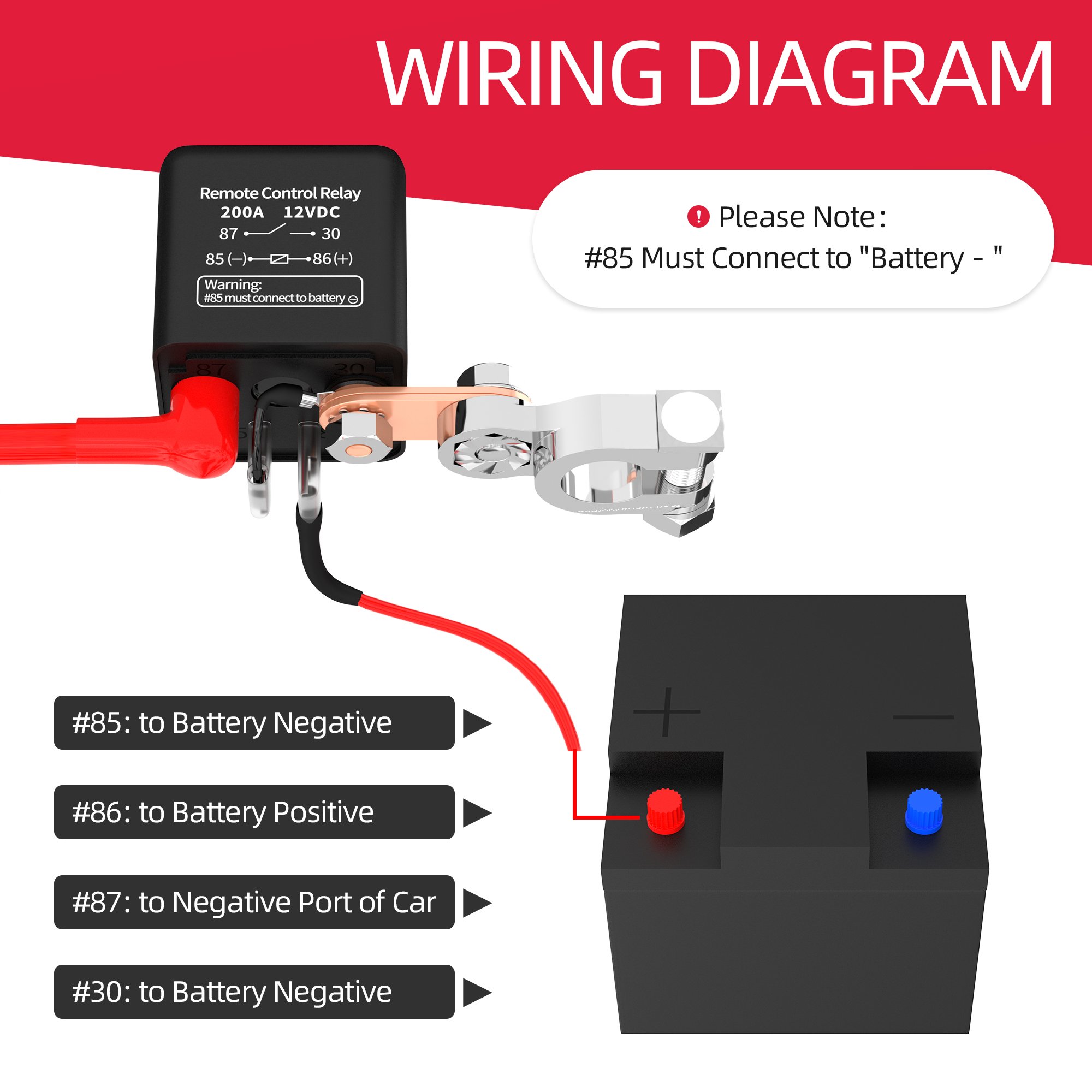 Remote Battery Disconnect Switch 12V Wireless Relay 200A Control Remote Switch Wireless with Two Remote Relay Fob for Truck Boat