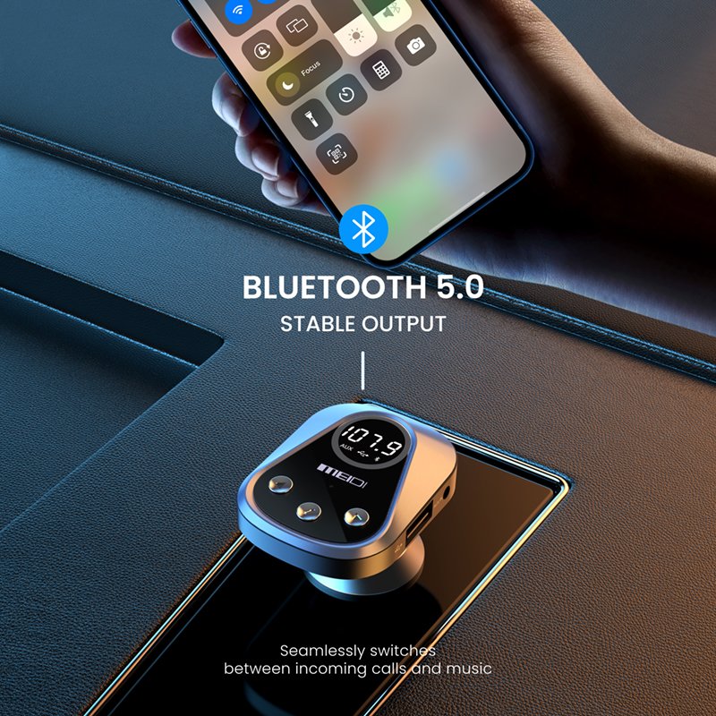 Usb Audio FM Transmitter Audio MP3 Player Dual USB Car Charger Bluetooth 5.0 Kit Portable Cigarette Lighter Bluetooth Adapter