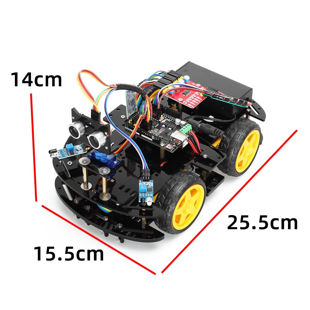 Compatible with Bluetooth Control ATmega328P Obstacle Avoidance & Line Tracking STEM Learning Arduino UNO Smart Car Robot Kit