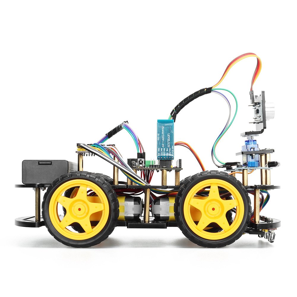 Compatible with Bluetooth Control ATmega328P Obstacle Avoidance & Line Tracking STEM Learning Arduino UNO Smart Car Robot Kit