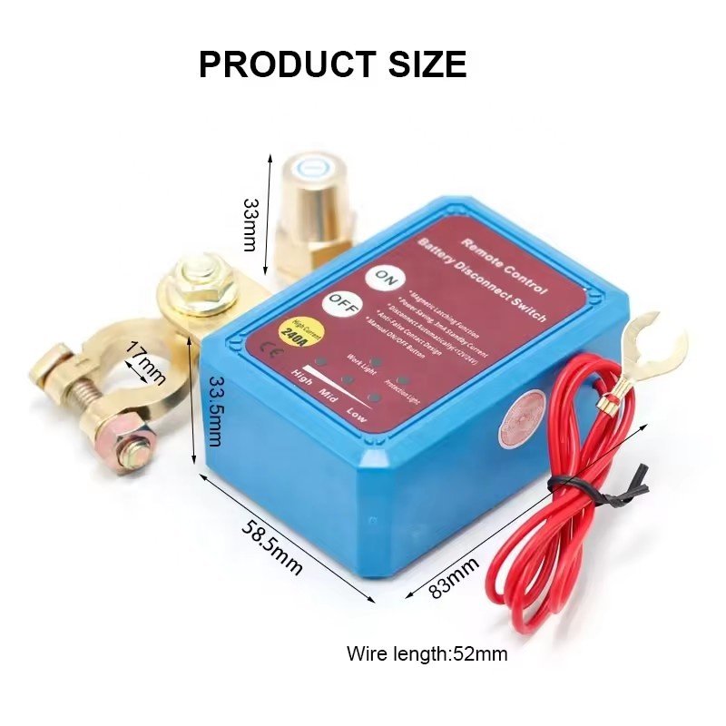 Remote Marine Car Auto 240A Battery Disconnect Switch Power Saving Remote Control Relay Switch Magnetic Latching for Truck