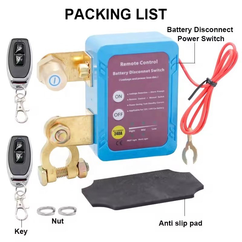 Remote Marine Car Auto 240A Battery Disconnect Switch Power Saving Remote Control Relay Switch Magnetic Latching for Truck
