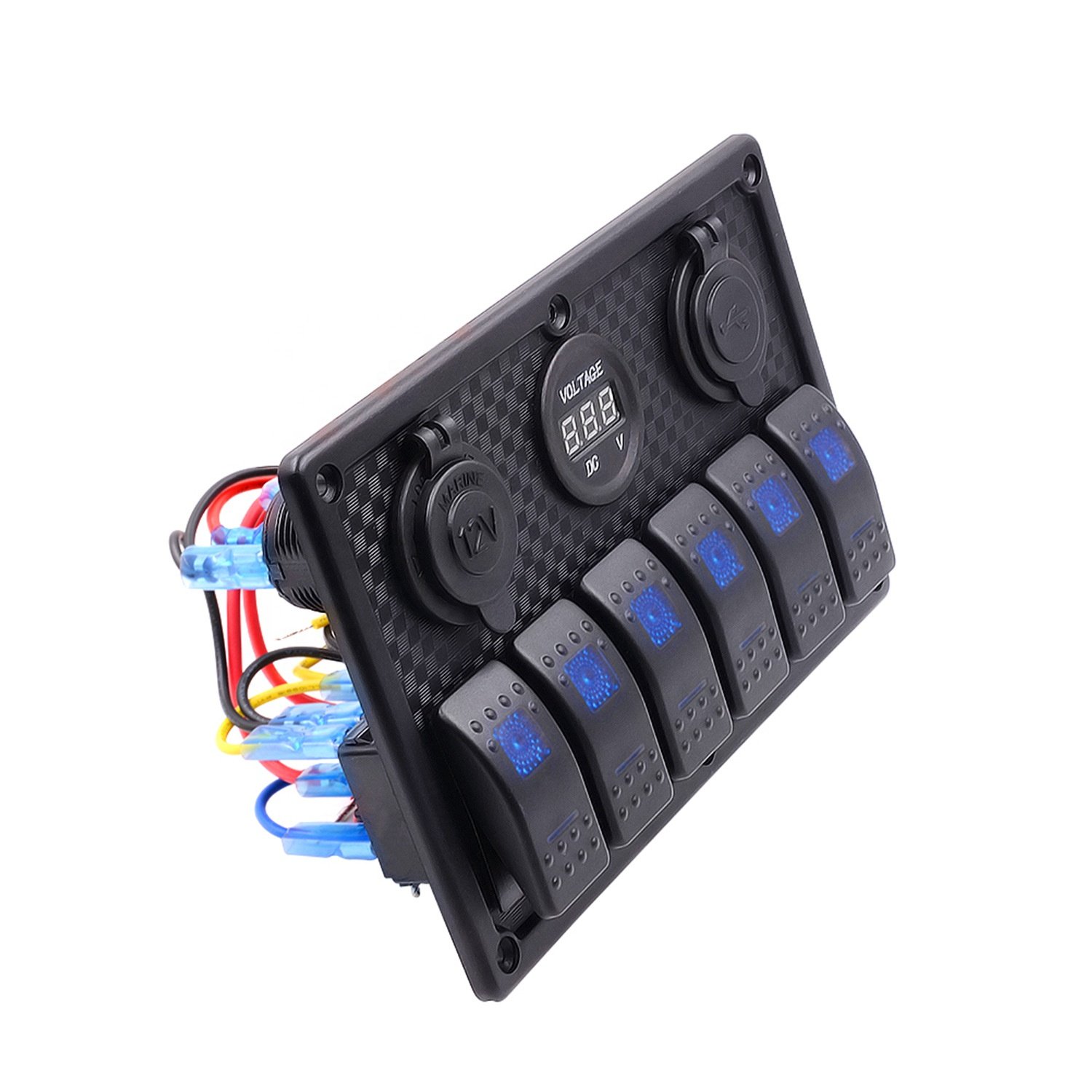 Led Display Dual Usb Charger 12v Car 6 Gang Switch Panel For Marine