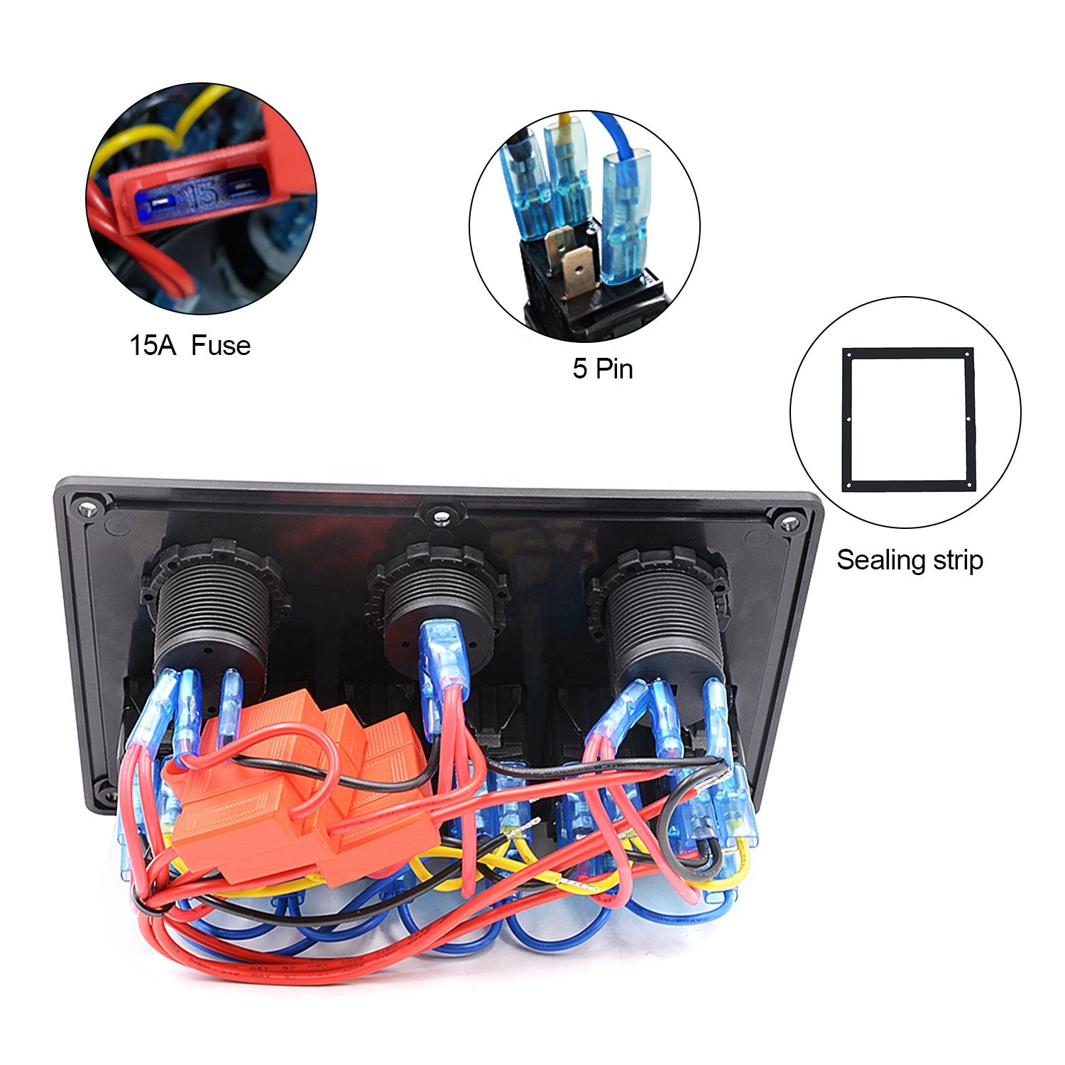 Led Display Dual Usb Charger 12v Car 6 Gang Switch Panel For Marine