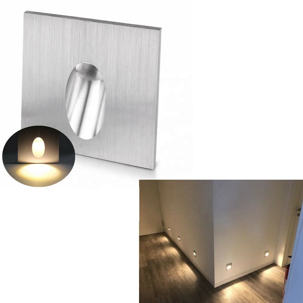 1w 3w Recessed LED Stair Light Indoor Corner Wall Light Stairs Step Stairway Hallway Staircase Lamp AC85-265V